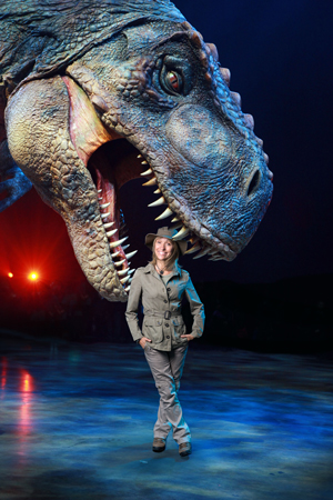 Michaela strachan walking shop with dinosaurs
